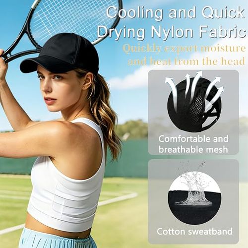 Magnetic Ponytail Cap – Breathable Black Mesh Hat