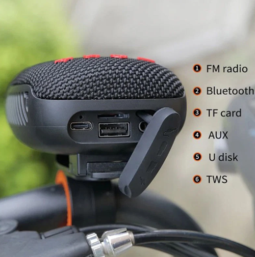 Bluetooth sports speaker for bicycles – IPX5 waterproof, TWS & MicroSD card support