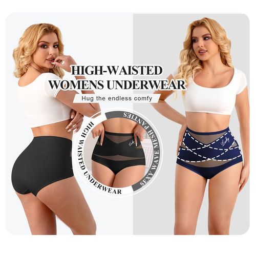 🔥Hot Seller🔥 COD！🌸Last Day-Buy 1 Get 5 Packs ✨Plus-Size High-Waist Cross Tummy Control Panties