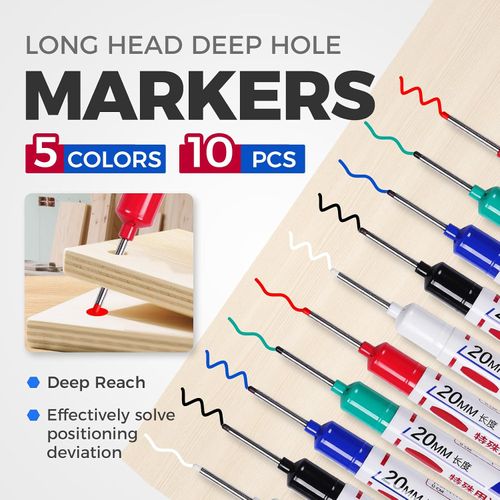 🔥Hot Seller🔥 COD！10 PCS Long Head Deep Hole Marker Pens,Two of each color