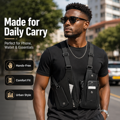 Adjustable Underarm Shoulder Bag for Men and Women - Anti-theft Hidden Storage for Cell Phones and Other Hunting and Outdoor Gear, Premium Leather. Crossbody Fanny Pack Lightweight Pockets