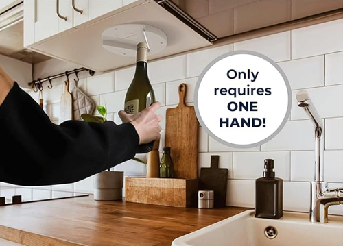 EZ Off Jar Opener for Seniors - Under Cabinet Jar Openers for Weak Hands, Easy Grip, Arthritis jar opener, One Handed Gadgets & Bottle Opener - Essential Kitchen Gadgets for Home Assistance - White