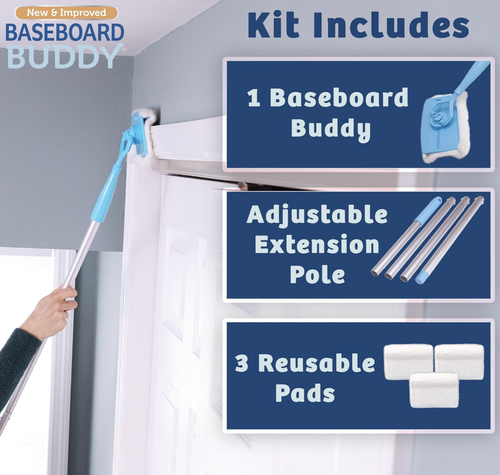 Baseboard Buddy – Baseboard & Molding Cleaning Tool! Includes 1 Baseboard Buddy and 3 Reusable Cleaning Pads, As Seen on TV