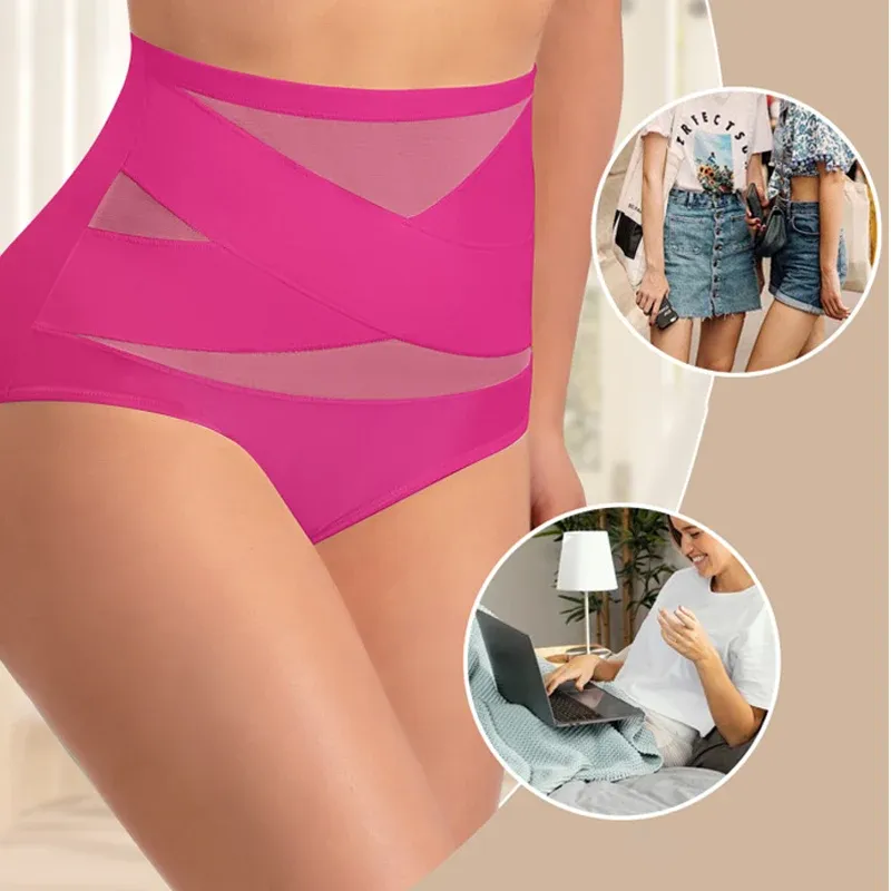 🔥Hot Seller🔥 COD！🌸Last Day-Buy 1 Get 5 Packs ✨Plus-Size High-Waist Cross Tummy Control Panties