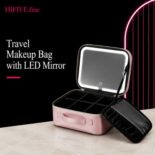 Makeup bag with LED Mirror