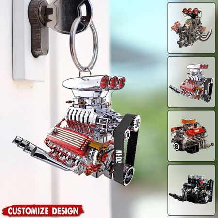 Drag Racing Hot Rod V8 Motor-Personalizado Drag Racing Keychain-Presente Para Amantes De Corrida