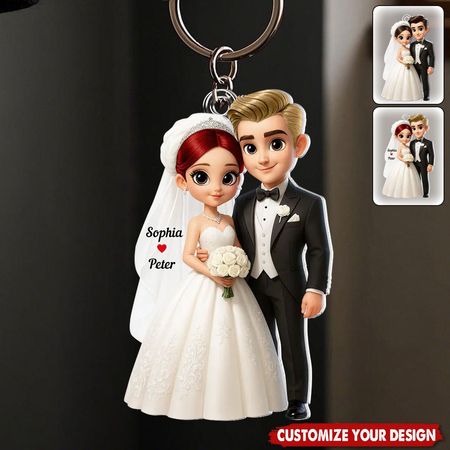 Desenhos animados personalizados Casado Casal Keychain-Presente para Casal