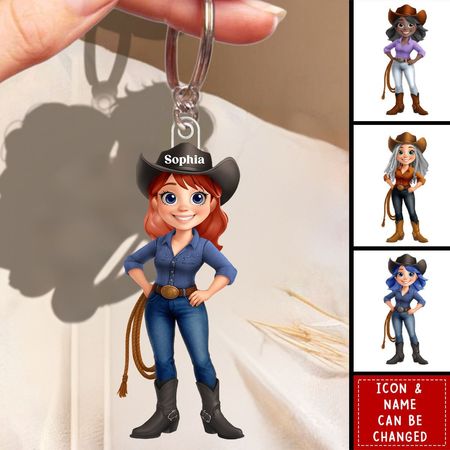 Cowgirl Que Mundo Maravilhoso-Chaveiro personalizado
