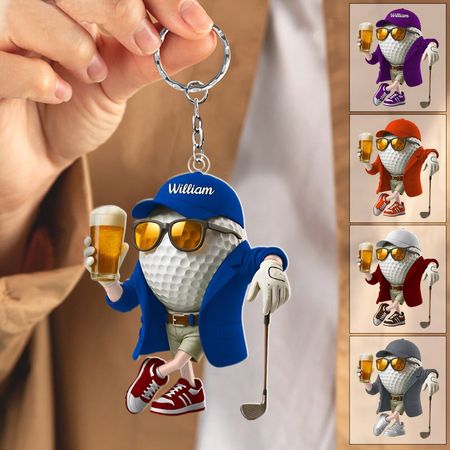 Personalizado cerveja golfe Keychain para amantes do golfe