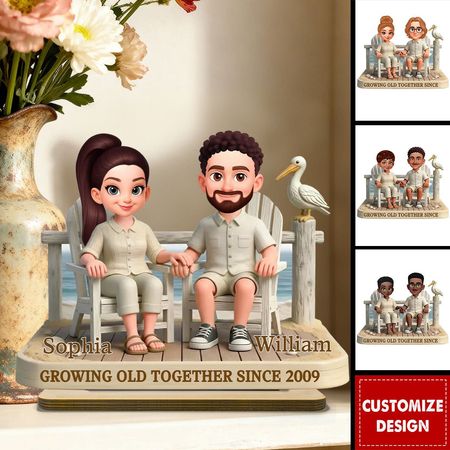 Crescendo Velho Juntos-Placa De Madeira Casal Personalizado