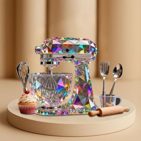 Massa Mixer Machine Nome personalizado manchado efeito vidro chapa acrílica, presentes para os amantes do cozimento