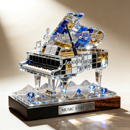 Placa temática personalizada do piano do efeito do vidro manchado, presente do músico do amor da música