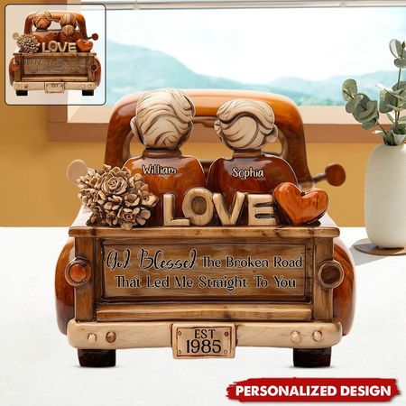 Deus abençoou a estrada quebrada que me levou direto a você-Placa acrílica personalizada para casal