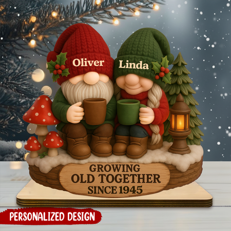 Crescendo Velho Casal Juntos Placa De Madeira Personalizada