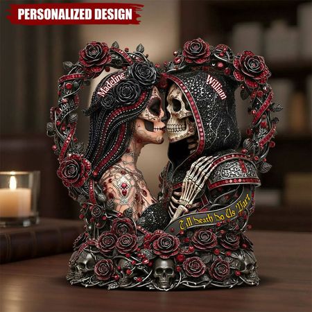 Sugar Skull Till Death Do Us Apart-Placa acrílica personalizada do crânio