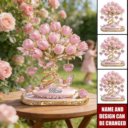 Mãe nós te amamos Tulipa Bouquet-Placa acrílica personalizada