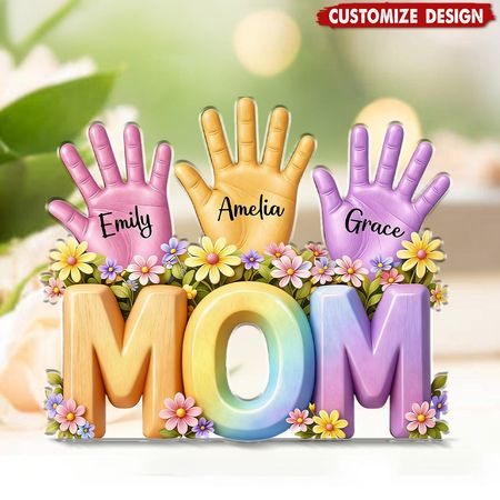 Personalizado mão impressão acrílica placa-presente para mãe esposa