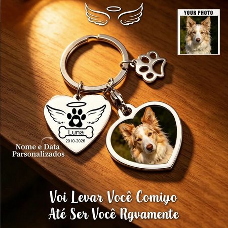 Sempre em meu coração, personalizado Pet Photo Memorial Keychain