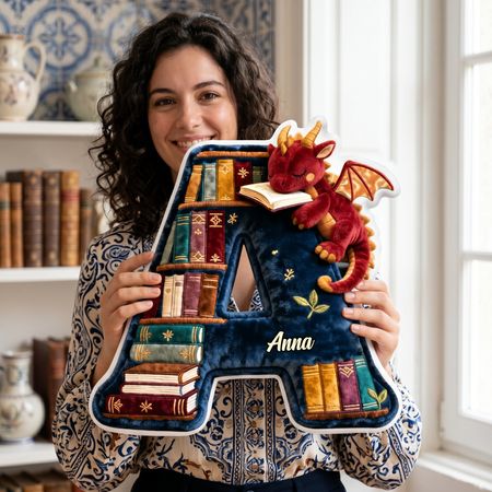 🐉 Almofada Personalizada com Inicial do Alfabeto e Dragão