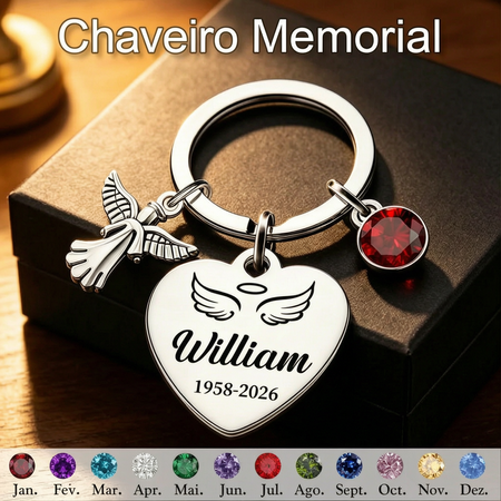 Sempre em meu coração, personalizado anjo charme Birthstone Keychain