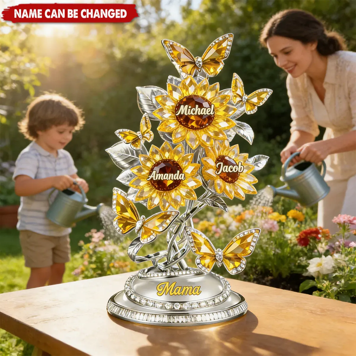 Blooming amor placa acrílica-presentes personalizados para mamãe