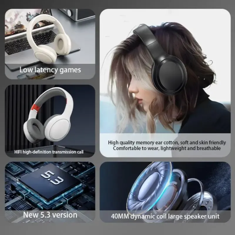 Over-ear wireless Bluetooth headphones