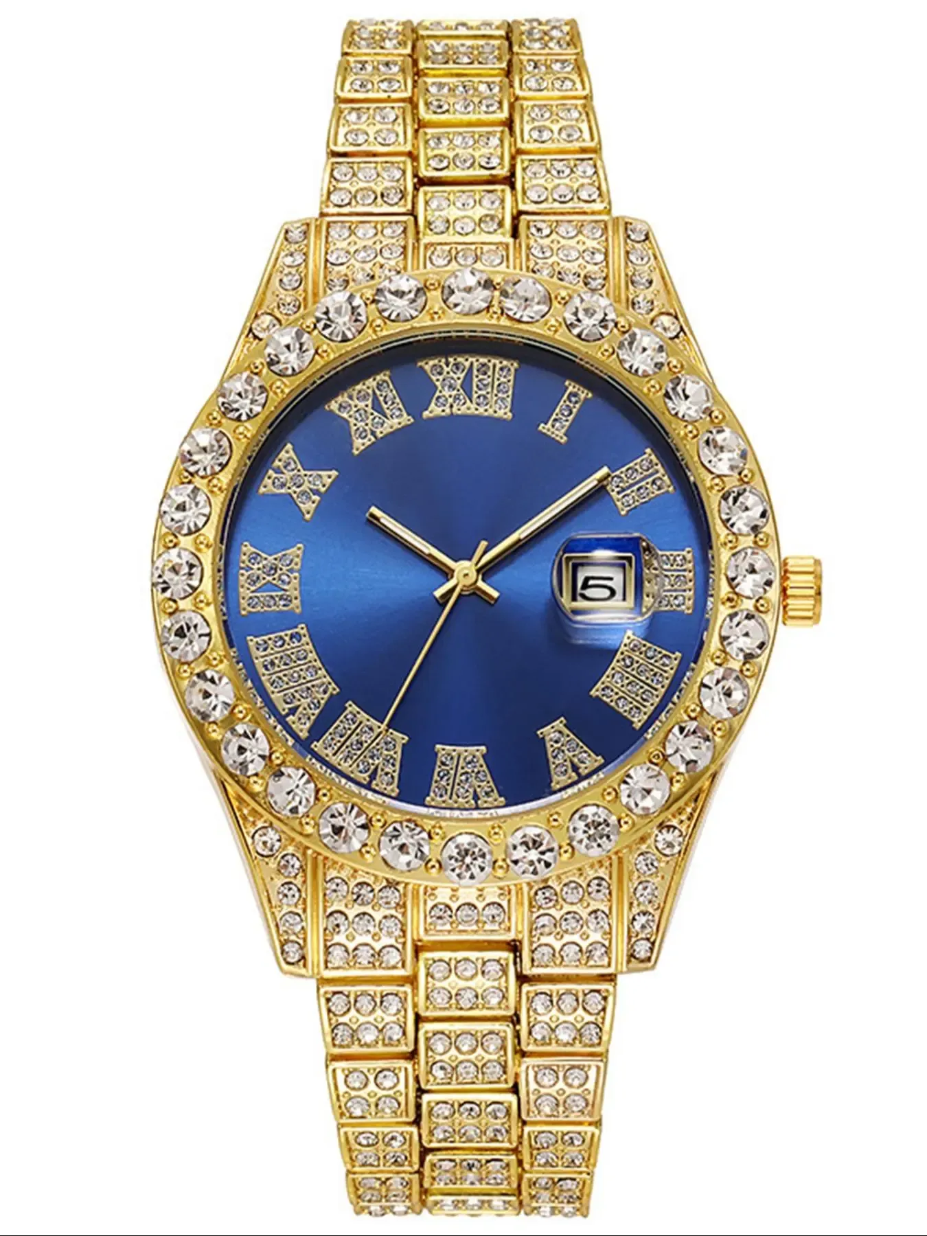 Luxury rhinestone-embellished quartz watch and elegant jewelry set