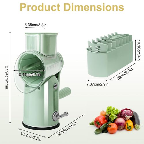 5-in-1 Cheese Grater with Rotary Hand Crank - Vegetable Chopper