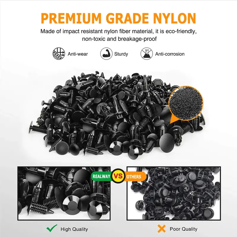 100 PCS Universal Automotive Expansion Bolt Clip Set