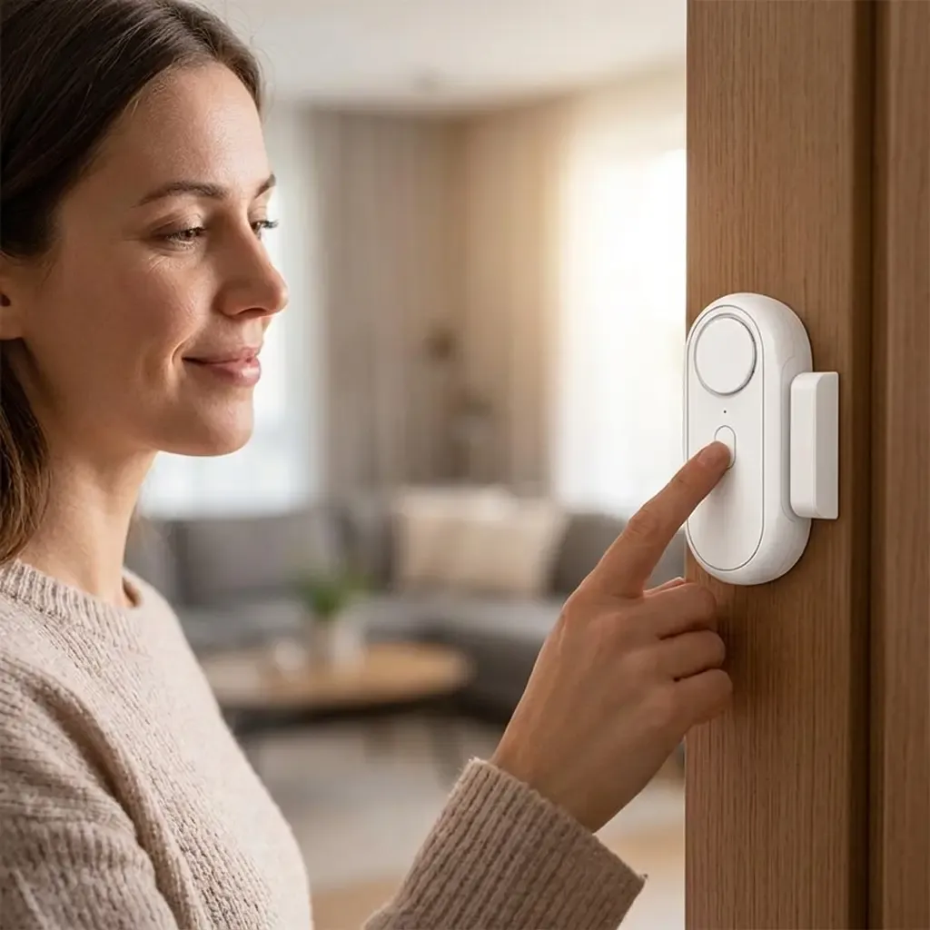 Wireless door and window alarm device, door anti-theft device that does not require drilling, independent door magnetic alarm with delay function.