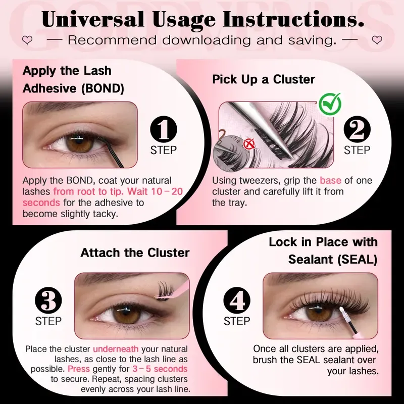 Eyelash extension kit, natural mixed style, 10-16mm, fluffy and lightweight.