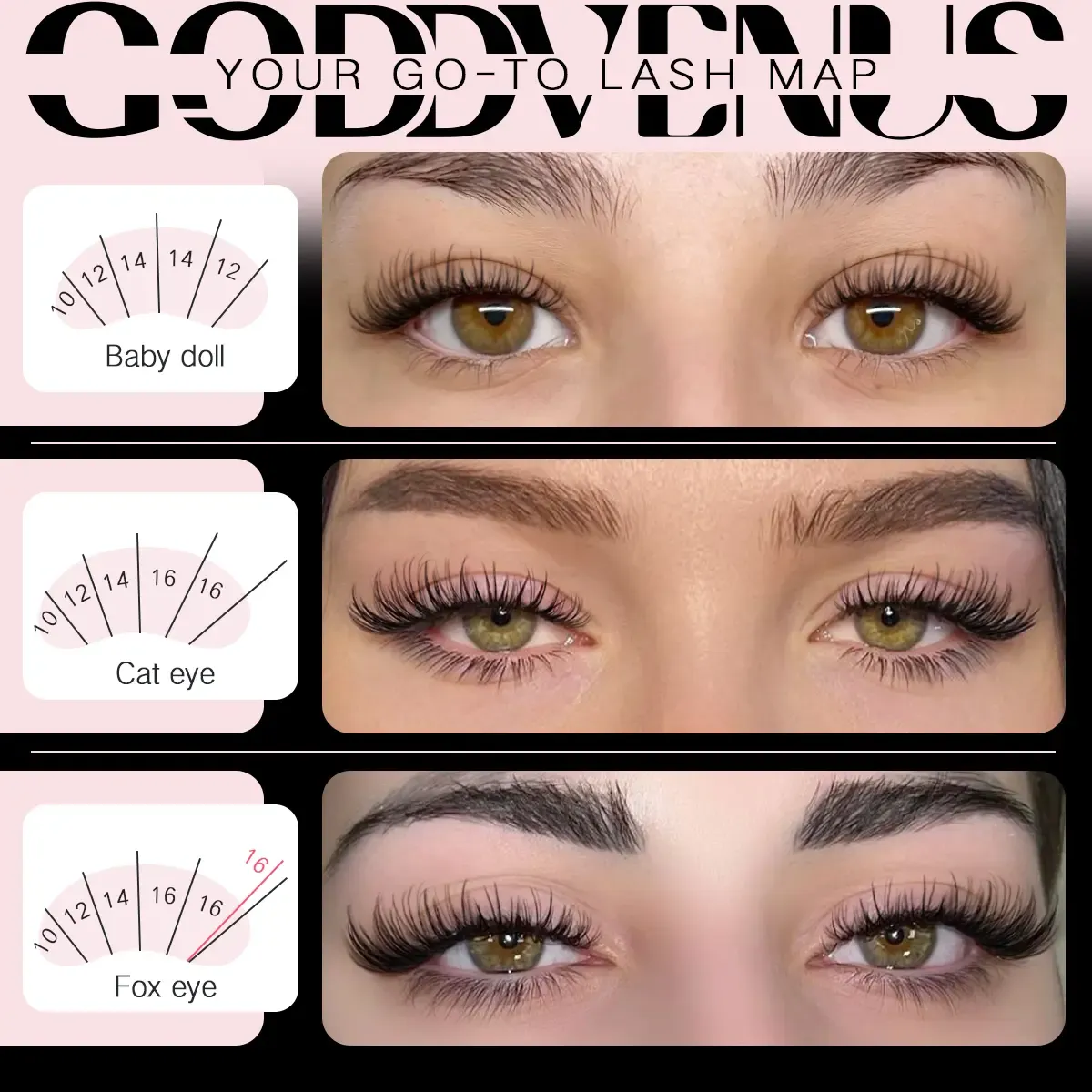 Eyelash extension kit, natural mixed style, 10-16mm, fluffy and lightweight.