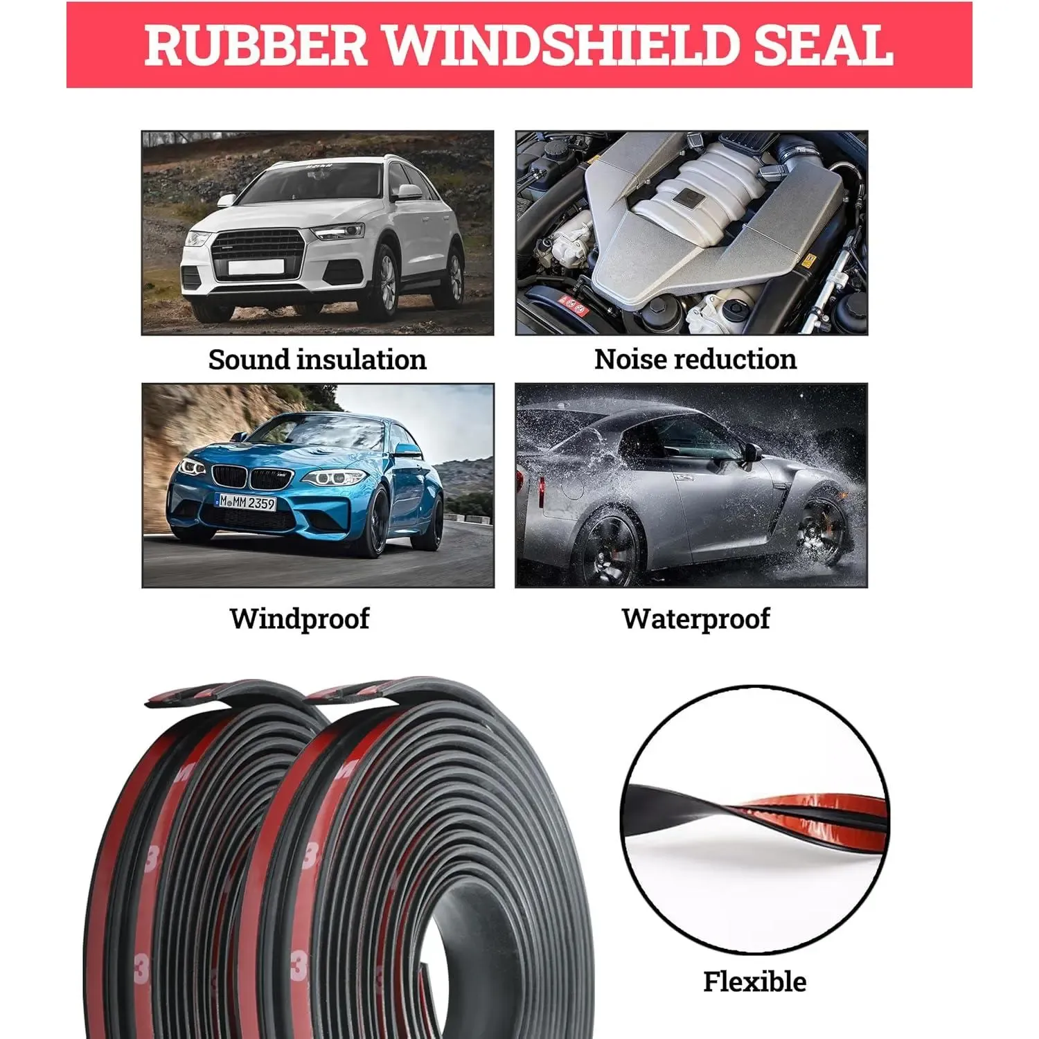 T-shaped automotive windshield rubber sealing strip
