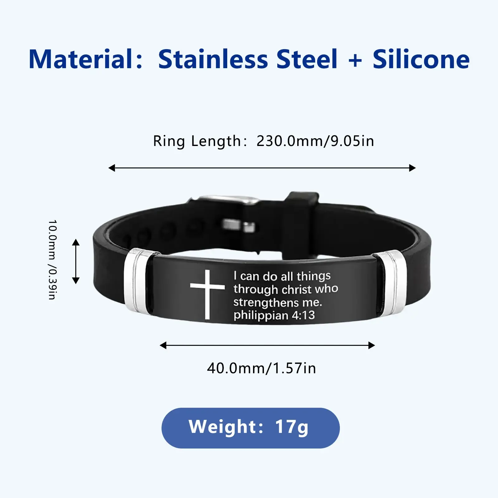 Adjustable Stainless Steel Bible Bracelet - I can do all things