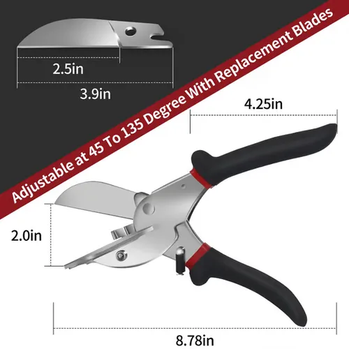 Electrical wire trough shears, 45°-135° angle shears
