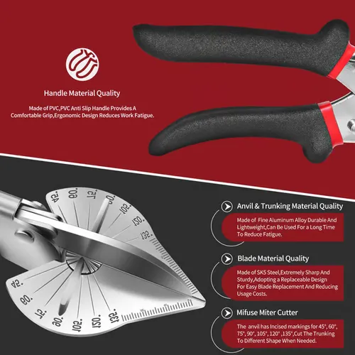Electrical wire trough shears, 45°-135° angle shears