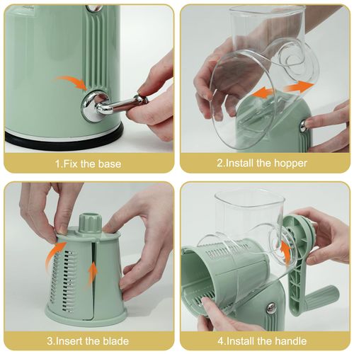 5-in-1 Cheese Grater with Rotary Hand Crank - Vegetable Chopper
