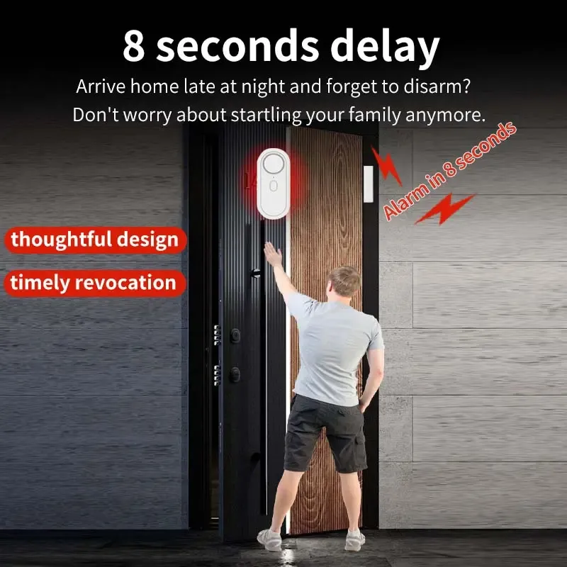 Wireless door and window alarm device, door anti-theft device that does not require drilling, independent door magnetic alarm with delay function.