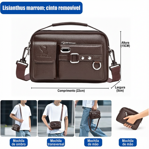 Bolsa Masculina Transversal de Couro PU para Uso Executivo e Diário
