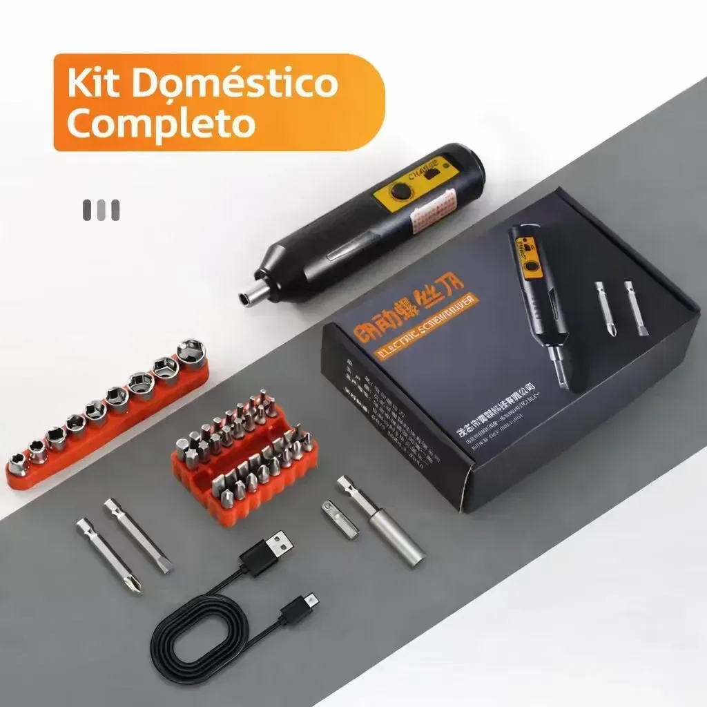 Parafusadeira Elétrica Recarregável Kit 45 Peças 28000KZ | Envio Local em Luanda