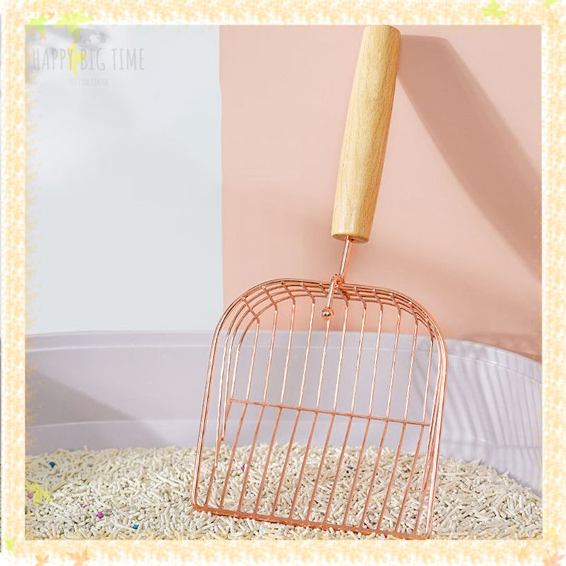 Stainless Steel Cat Litter Sand Shovel With Solid Wood Handle Pet Cleanning Tools