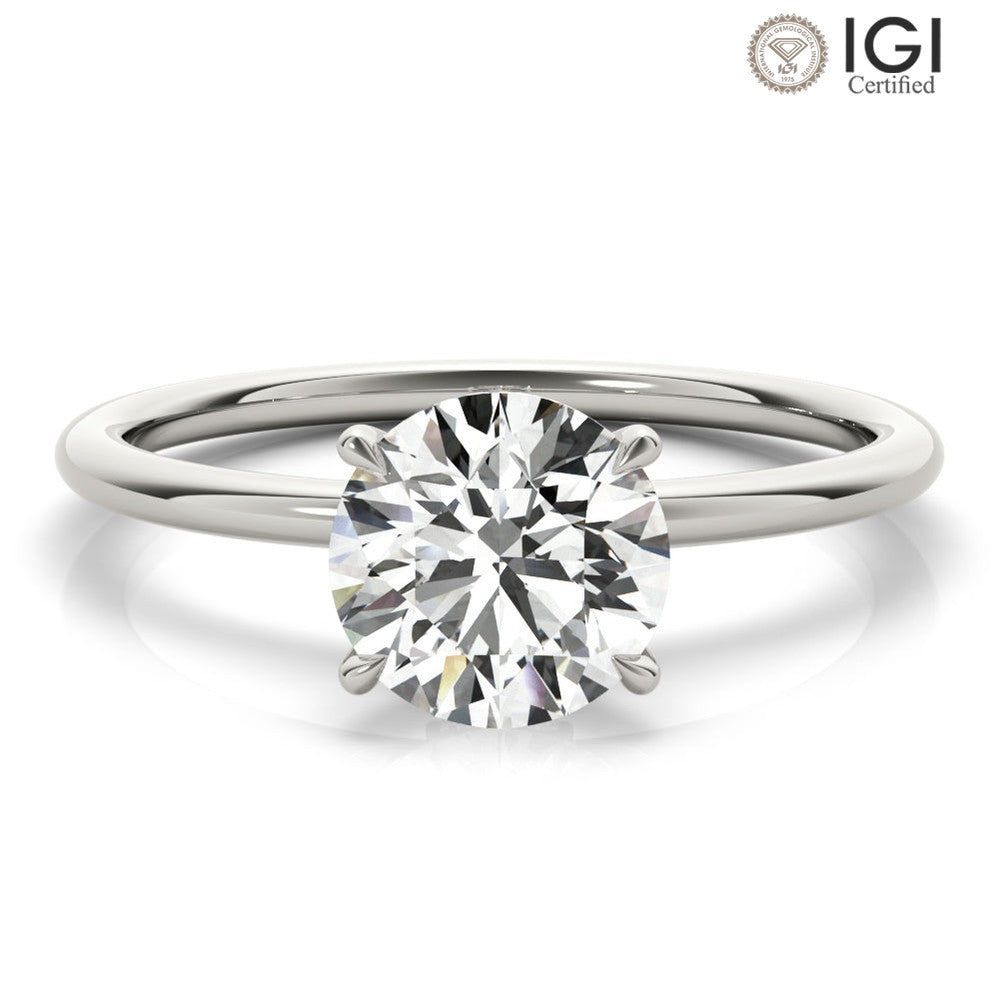 Custom Wedding Rings For Him  Secret Halo Round Lab Grown Diamond Solitaire Engagement Ring IGI Certified