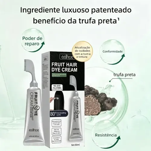 Creme de Coloração Capilar com Pente à Base de Frutas para Cobrir Cabelos Brancos – Creme de Tinta Sem Amônia para Homens e Mulheres, Pronto para Uso sem Necessidade de Misturar, Fórmula com Essência de Frutas de Longa Duração que Não Mancha, 80ml