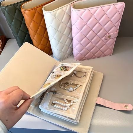 Elegant Portable Checkered Jewelry Storage Bag,travel jewelry organizer,storage book