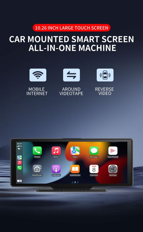10.26 Inch Portable Car Smart Display: Wireless CarPlay, Android Auto, 1080P Dash Camera, Reverse View, GPS, FM Radio, For All Vehicles