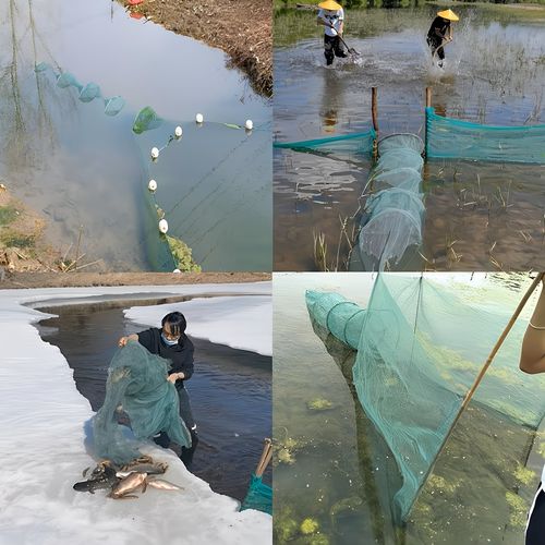 10M Large V-Shaped Fishing Net Trap With Floating Buoys, Heavy Duty Nylon Fish Shrimp Catching Net, Foldable Barrier Fishing Cage For River, Pond, Lake, Farm Aquaculture, All Season Fish Trap Net For African Fishermen