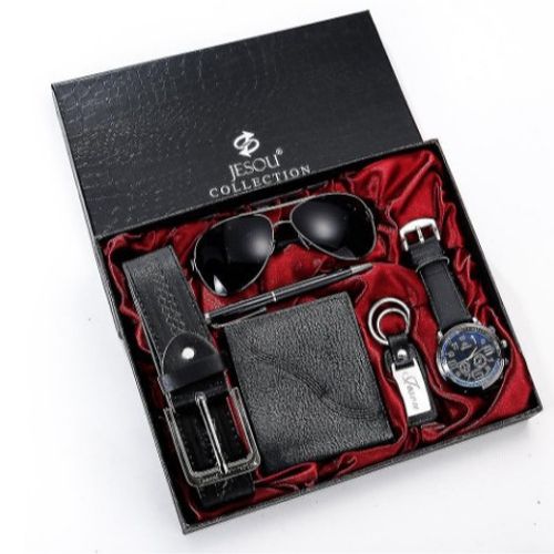 Men's Gift Set Exquisite Packed Watch Belt Wallet Creative Simple Combination Set-6pcs set
