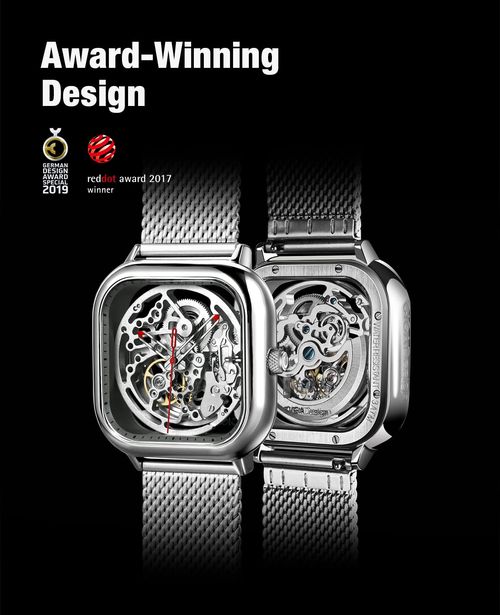 CIGA Design Automatic Skeleton Watch – Unisex Mechanical Wristwatch with Sapphire Glass, Milanese & Leather Straps – Stylish Gift for Men & Women​