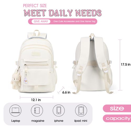 Girls Backpack for College High Middle School Student, Cute Aesthetic Bookbag for Teens Women