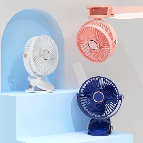 3 in 1 Portable Clip Fan with Hook, 360° Adjustable Desk Fan with 3-speed LED Light, 5 Speeds Quiet Cooling Fan, Strong Wind